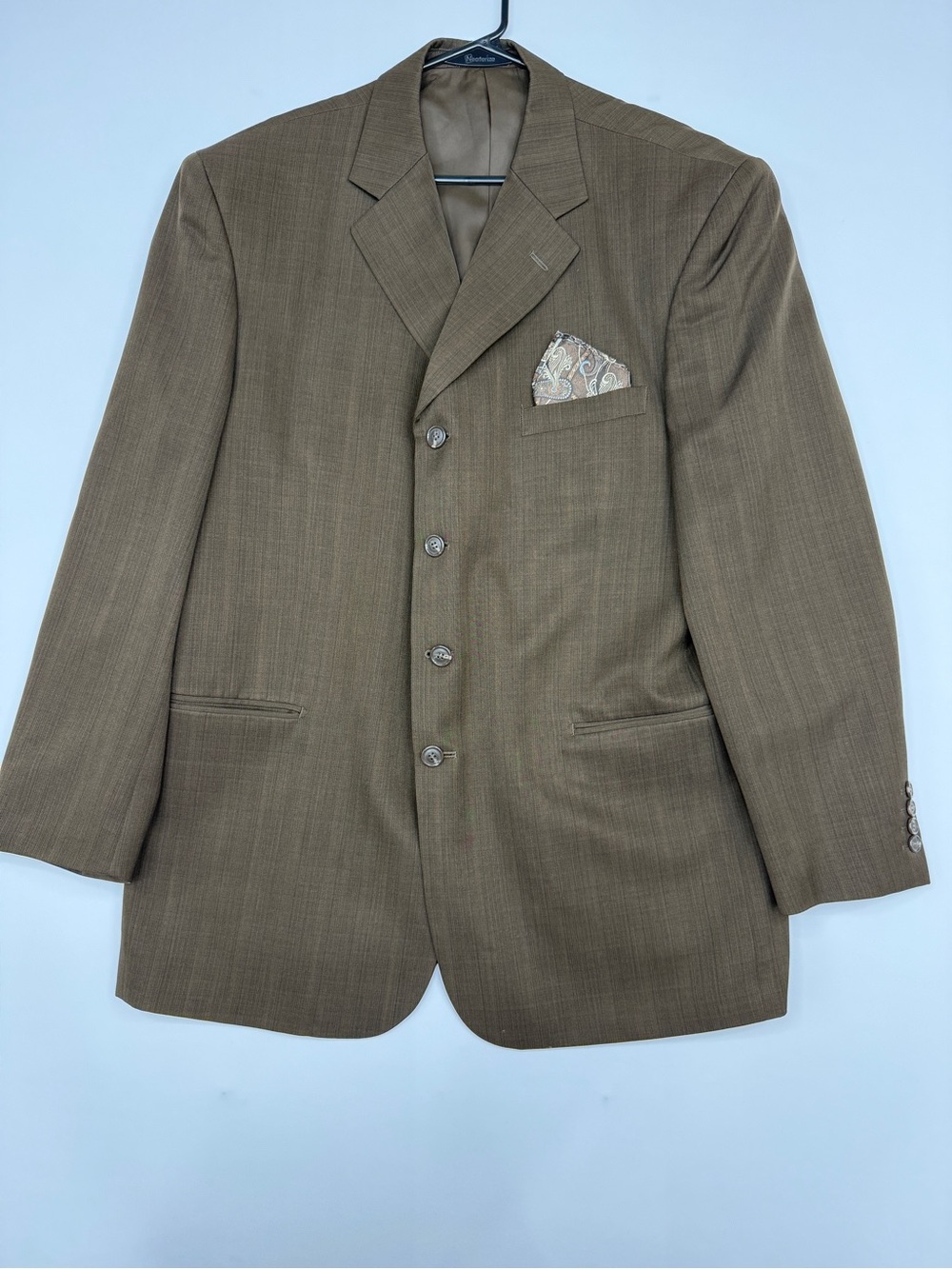 Zandello Le Collezioni Mens 4-Button Suit Jacket Blazer Brown 44R Vintage